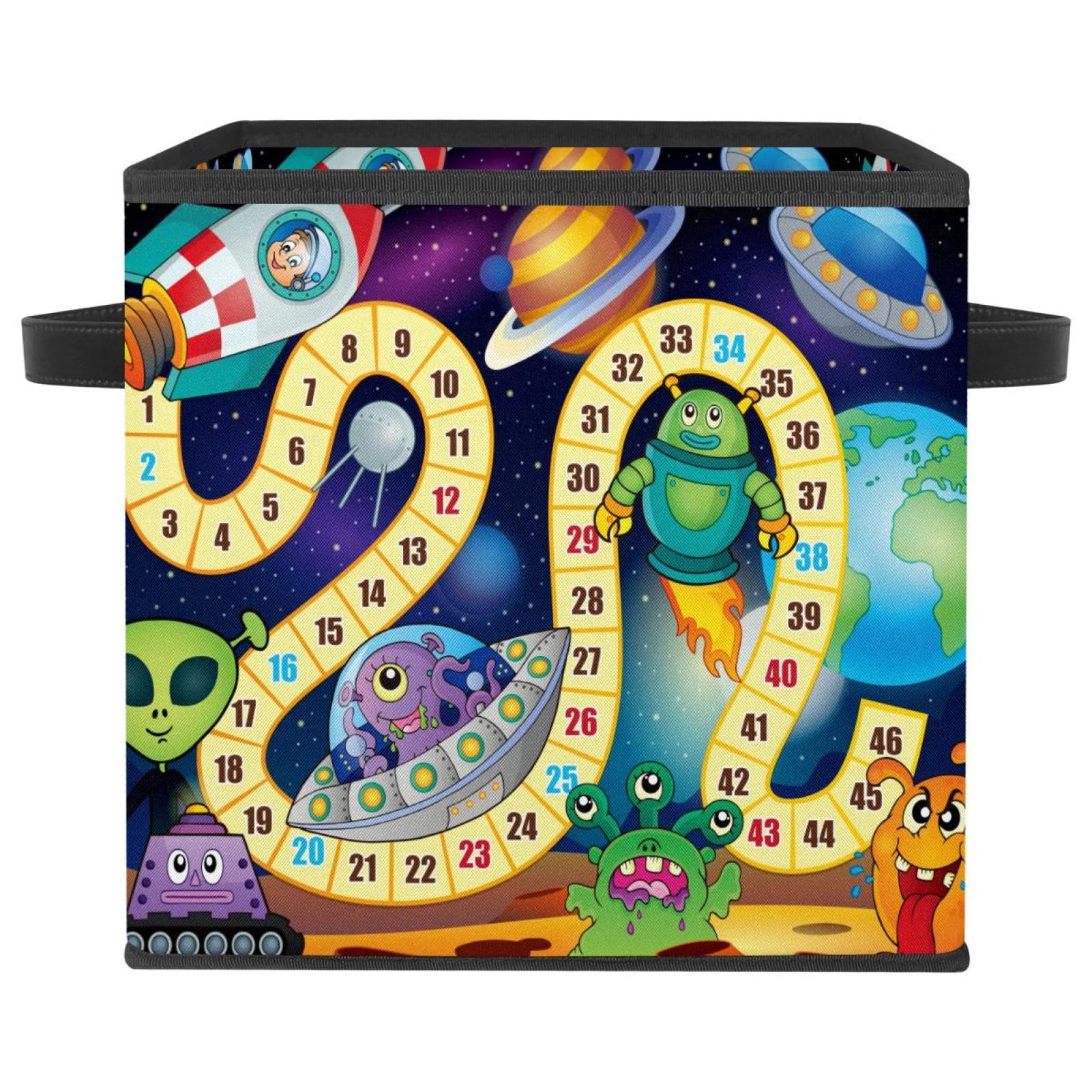 Cube de rangement pliable avec poignées motif Monster Rocket