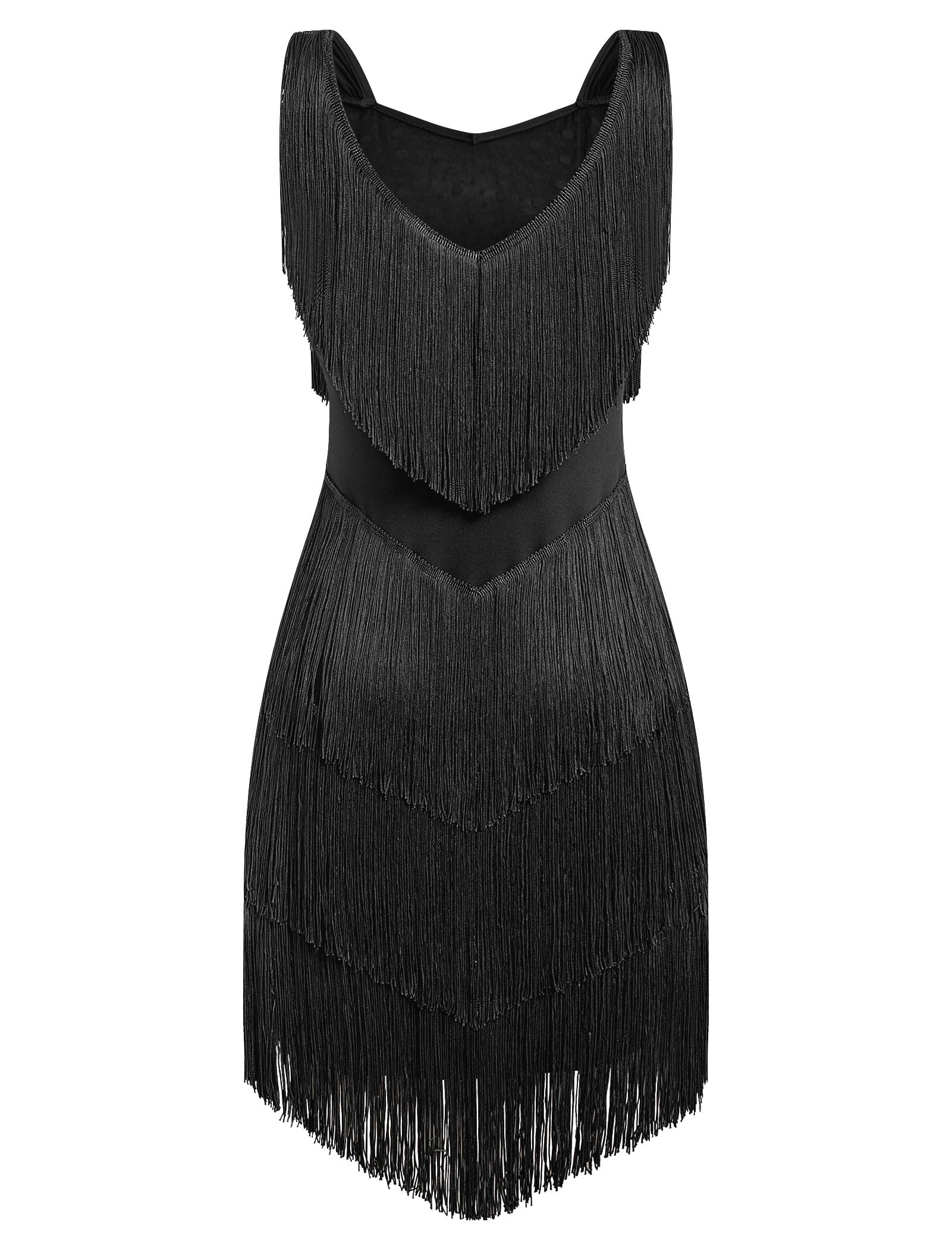Latin Tanzkleid Damen Tanzkleid mit Fransen Salsa Kleid Damen Ballroom Kleid Damen - Sexy Glitzer Lateinkleid Kurz für Rumba Cha Cha Wettbewerb Training Party