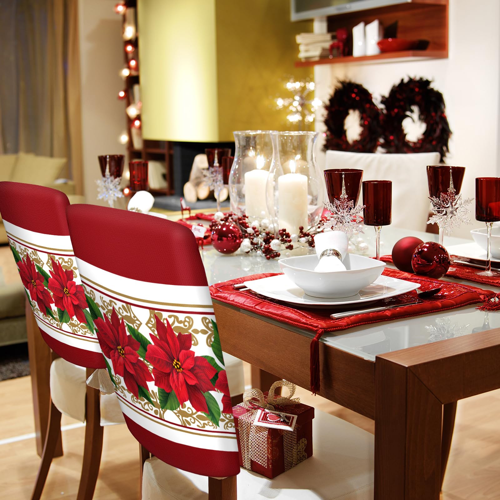 Lot De 6 Housses De Chaise De Noël - 65 X 48 Cm, Décoration Festive Pour Salle à Manger