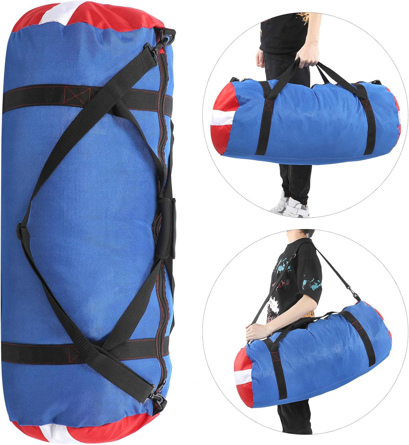 100L Diving Mesh Duffel Bag PVC Oxford Large diving Mesh Duffle Gear Shoulder Bag for Divers Snorkelling Flipper Wet Clothes Storage Handbag(Blue)