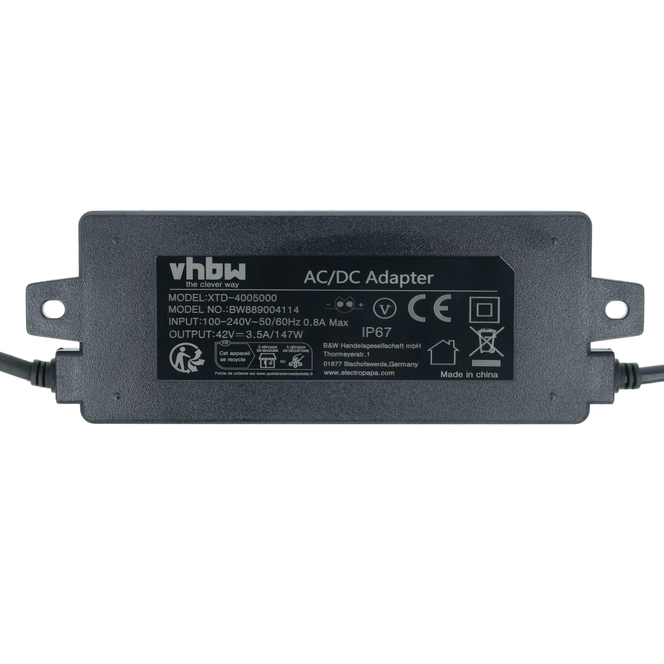 vhbw Fuente alimentación CA/CC/Cargador Compatible con Bosch Indego S+ 400, XS 300, S+ 500, S 500 Robot cortacésped - 25 cm