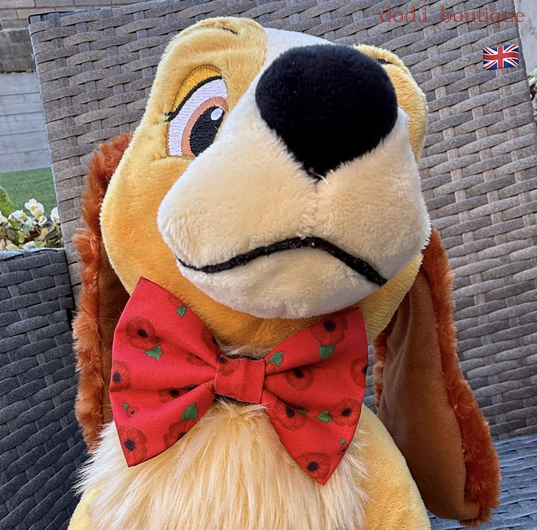 New Bowtie Dog Bow Tie - Remembrance Day Pet Poppy Design Memorial Tribute Pet Elastic Band attach COLLAR ACCESSORY UK (L Poppy Print) - Image 4