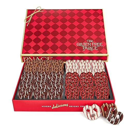 Cesta de regalo de pretzels cubiertos de chocolate sin gluten para el día del padre, pretzels de chocolate (4 sabores) Gluten Free Palace