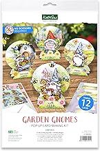 Katy Sue Garden Gnomes Die-Cut Pop-Up Card Making Kit for Adults. Makes 12 Cards & Contains Gnome or Gonk Die-Cut Decoupage Paper Sheets, Supports, Envelopes & Foam Pads for Card Making Supplies