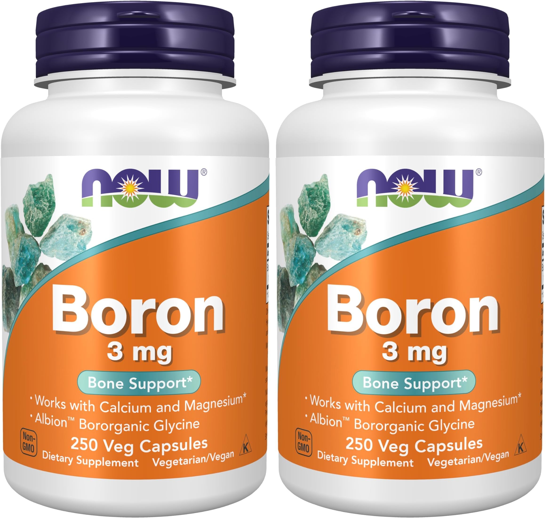 Now Supplements,Boron 3 mg (Bororganic Glycine),Structural Support*,250 Veg Capsules,(Pack of 2) 250 Count (Pack of 2)
