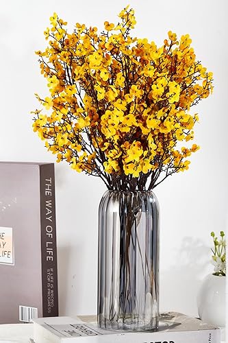 Florero de cristal, 7.88 pulgadas de alto, moderno jarrones de cristal transparente iridiscente para decoración de flores, decoración de escritorio