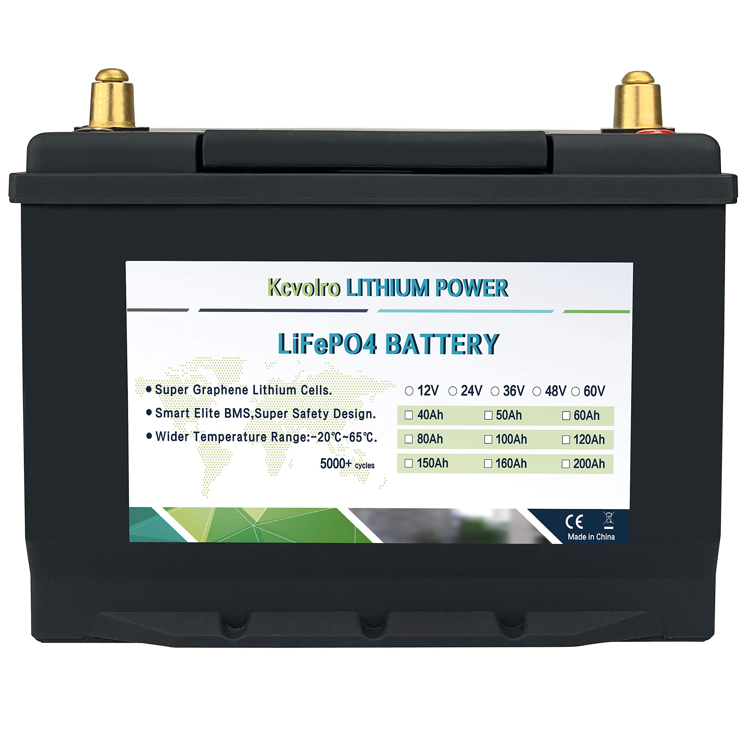 Buy Kcvolro LifePo4 Battery 12v 60Ah Up to 7000 Deep Cycles, Builtin