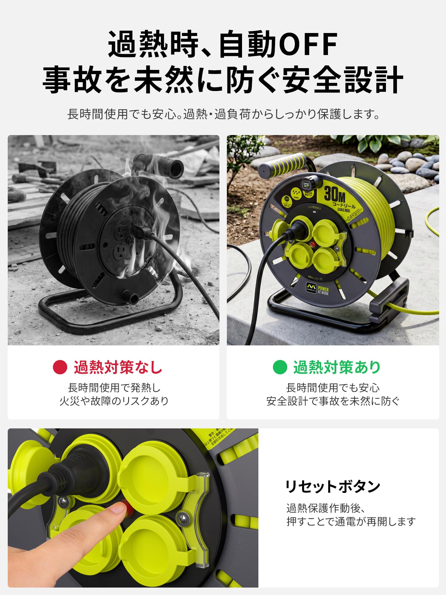 Amazon.co.jp: Masterplug 防水コードリール 30m 軽量 パイロット
