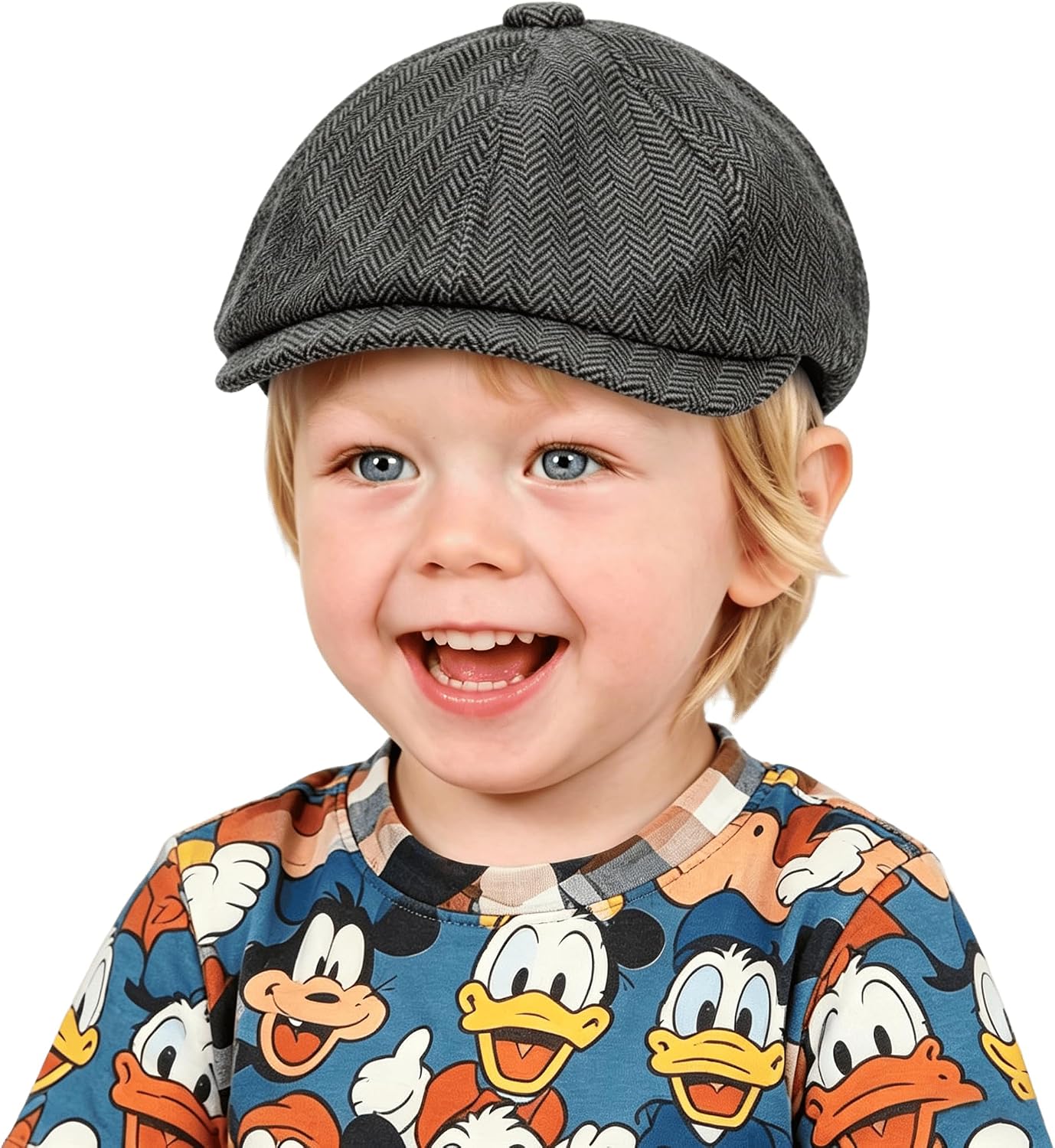 Kids-Vintage-Newsboy-Cap Beret Cabbie Hat Pageboy Caps Tweed Flat Driver Hat for Boys Girls 4-9 Years