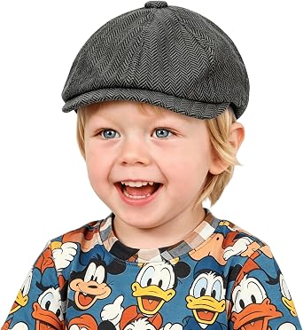 Kids-Vintage-Newsboy-Cap Beret Cabbie Hat Pageboy Caps Tweed Flat Driver Hat for Boys Girls 4-9 Years