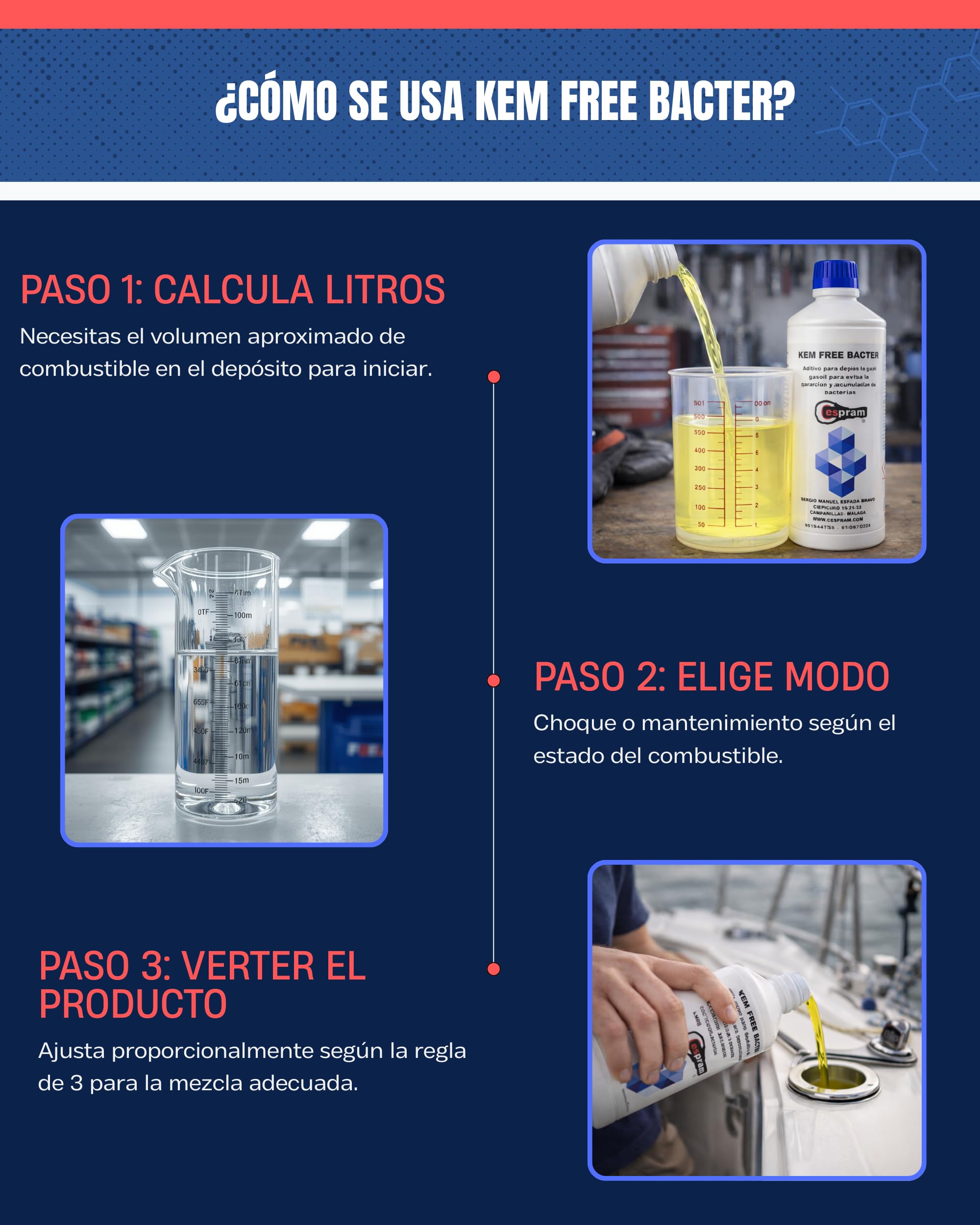KEM FREE BACTER 1L - Aditivo bactericida para depósitos de combustible diesel y tanques de almacenamiento - Aditivo bactericida diesel gasoil para depositos y tanques parados