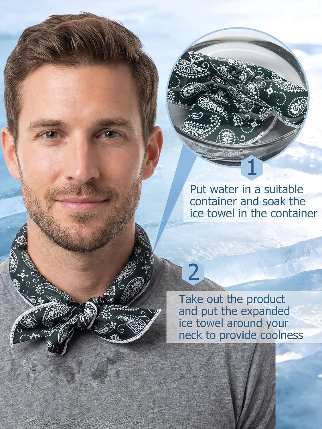 Coume 6 Pack Cooling Neck Wraps Neck Cooler Ice Bandanas Scarf for Hot Weather Summer Ultra Running Walking Riding Women Men