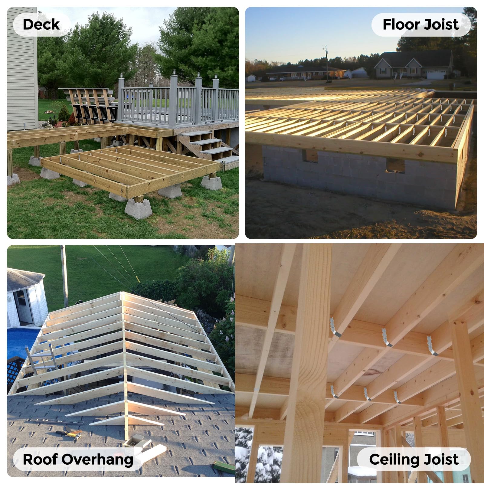 50 ganci per travetti da 2 x 8, in metallo calibro 20, ganci per travetti Lu28 zincati, legami per travetti per travi, staffe 2 x 8 per ponte, pavimenti, sporgenze del tetto e travetti del soffitto
