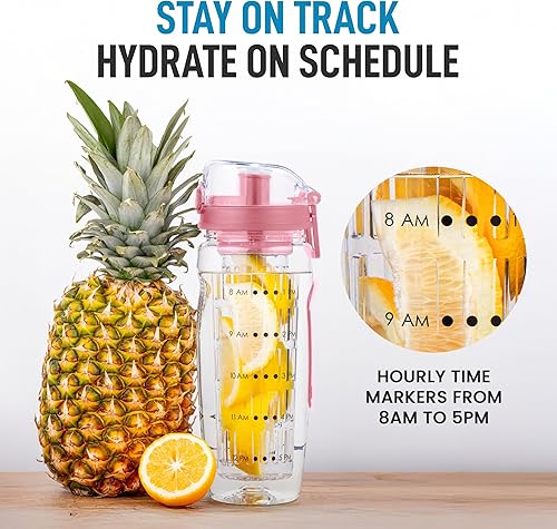Miniatura 7 de Zulay - Botella de agua con infusor de frutas, 34 onzas, a prueba de fugas, con varilla de infusión de longitud completa, regalo ideal para hombres