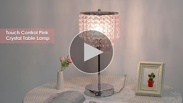 Crystal Touch Control Table Lamp with Dual USB Charging Ports, 3