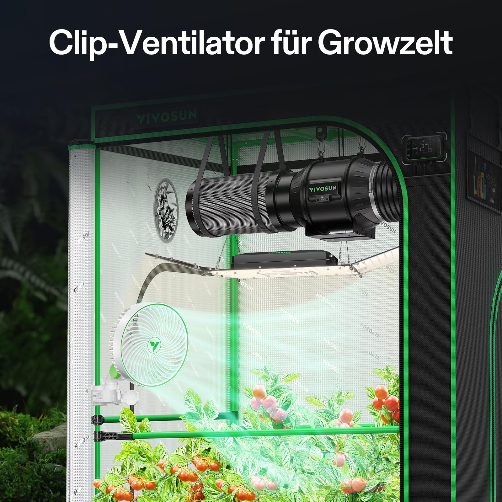 VIVOSUN AeroWave E6 Gen2 Growzelt-Clip-Ventilator150 mm, EC-Motor, Smarte WLAN-Steuerung,10-stufiger & 2 Modi, automatischer oszillierender Ventilator, Luftzirkulator für Growbox, Timer, IP54 2er-Pack