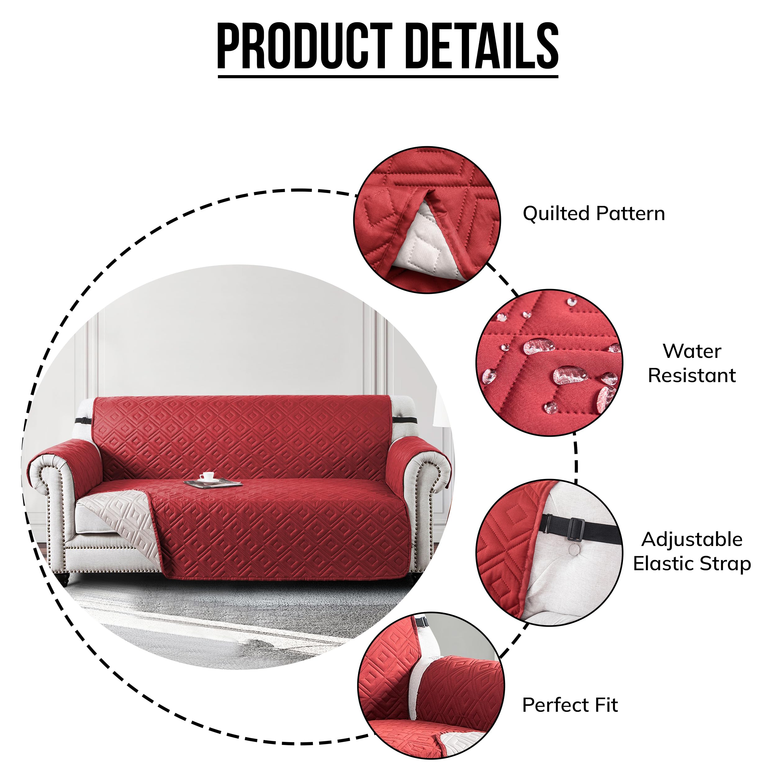 IR Imperial Rooms Sofa Cover 1 Seater Burgundy - Image 2