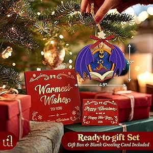 Woodamore Gifts for Women - Ornament Fantasy Reader Gifts for Book Lovers, Fourth Wing Bookish Christmas Ornaments for Bookshelf Library Decor, Ornaments for Christmas Tree