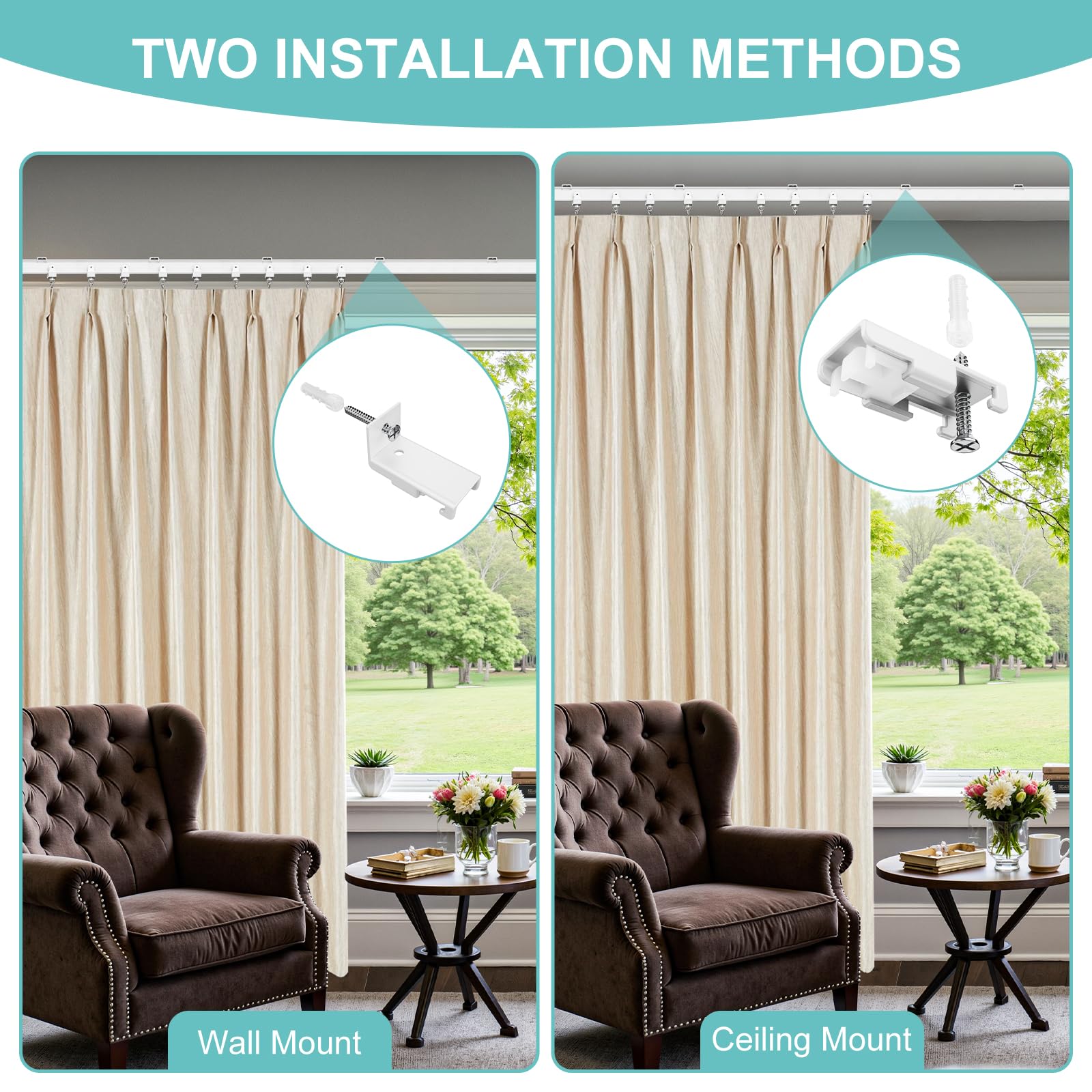 Binario Flessibile Per Tenda Da Soffitto 16,4 M - Curvo E Piega Bile, Con Staffe A Soffitto E Parete, Per Doccia, Camper E Divisori - 2