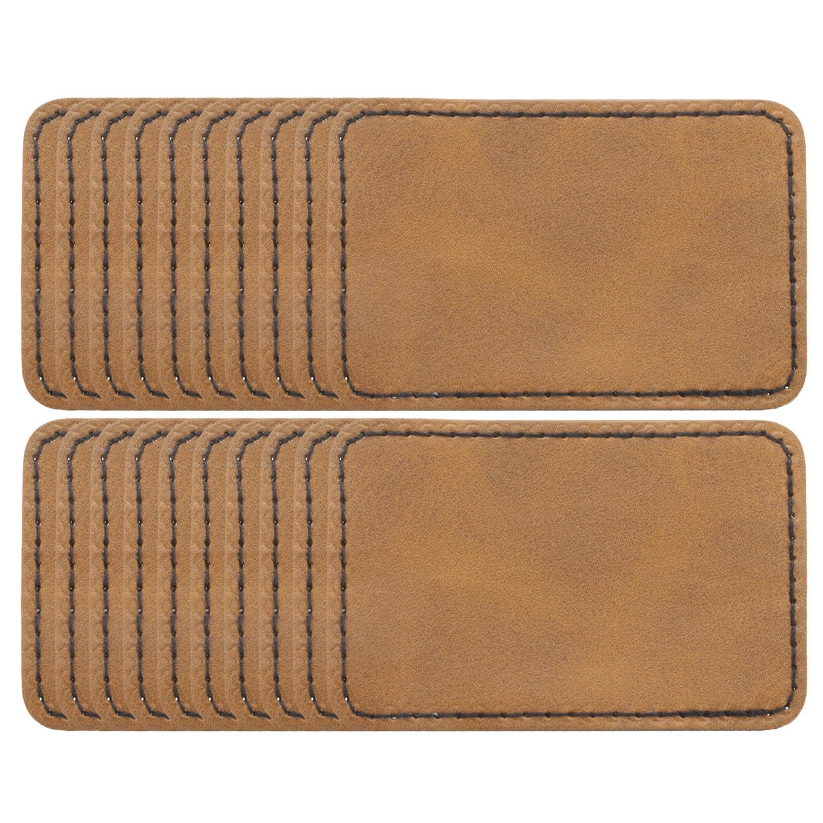 sourcing map Blank Leatherette Patches, 3x2 Inch Rectangle Faux Leather Hat Patches with Adhesive Iron-on Heat Press Laserable Rustic for Hats DIY Fabric Repair Sew(Khaki, Pack of 25)