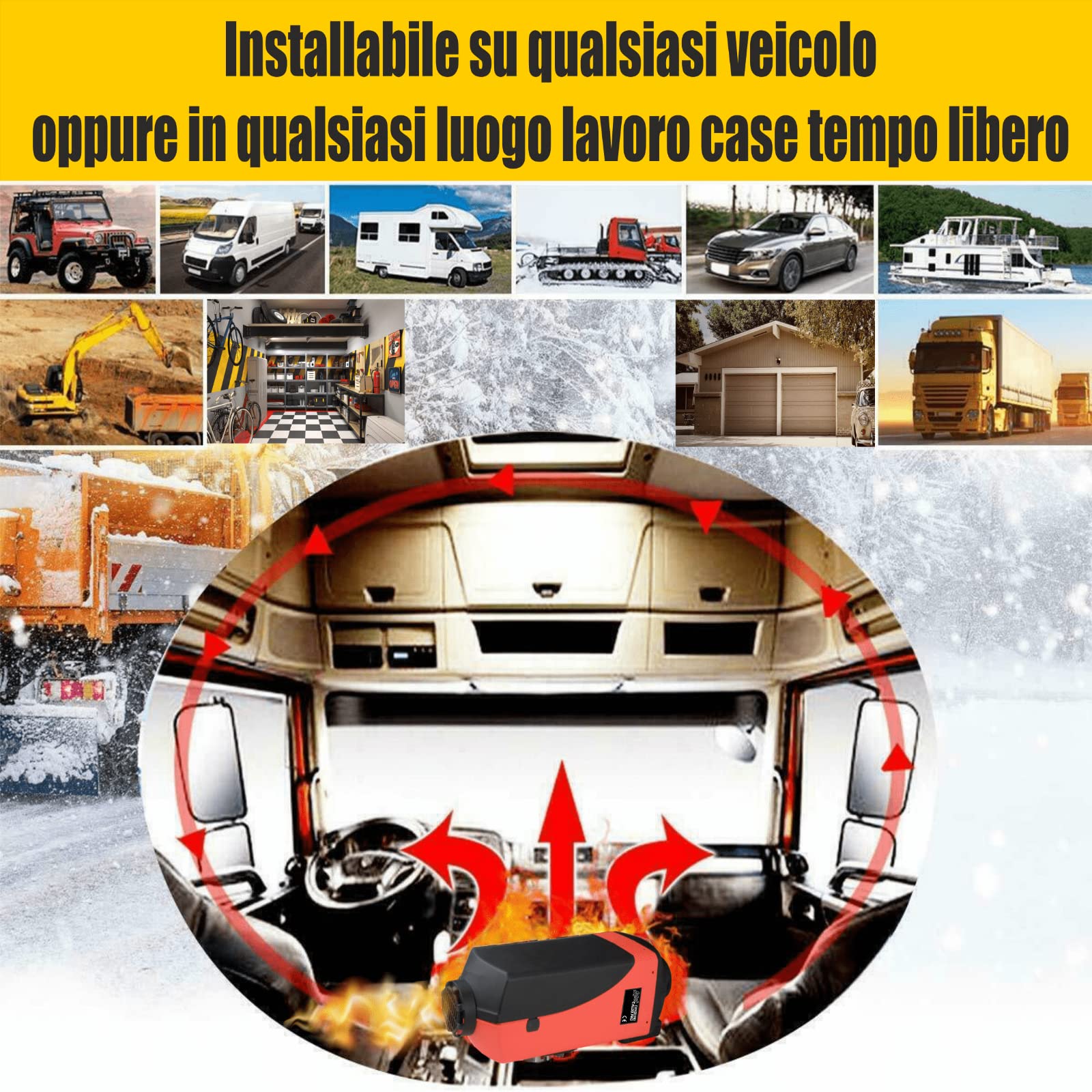 Antech Riscaldatore ad Aria Diesel 12V 5KW con Interruttore LCD Telecomando, Riscaldamento da Parcheggio per Automobili Camion Caravan SUV Pick-up Barche Yacht RV Camper