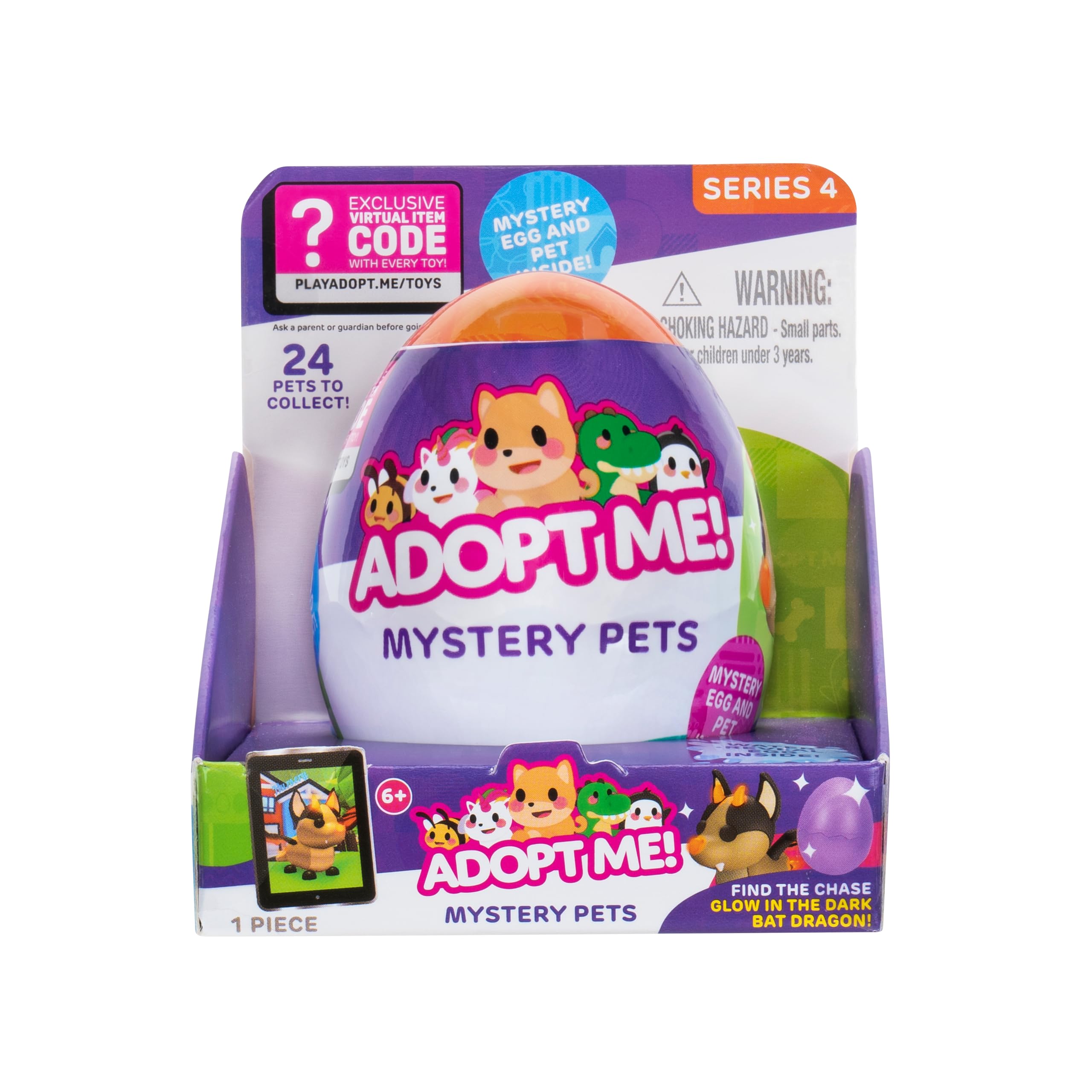 Jazwares Adopt Me! Mystery Pets Blind Box Egg 5-Pack - Series 4 - Exclusive Virtual Item Game Code - Collectible Mini Animal Toy Figure, Styles May Vary - Easter Gift for Kids, Girls & Boys - 6+