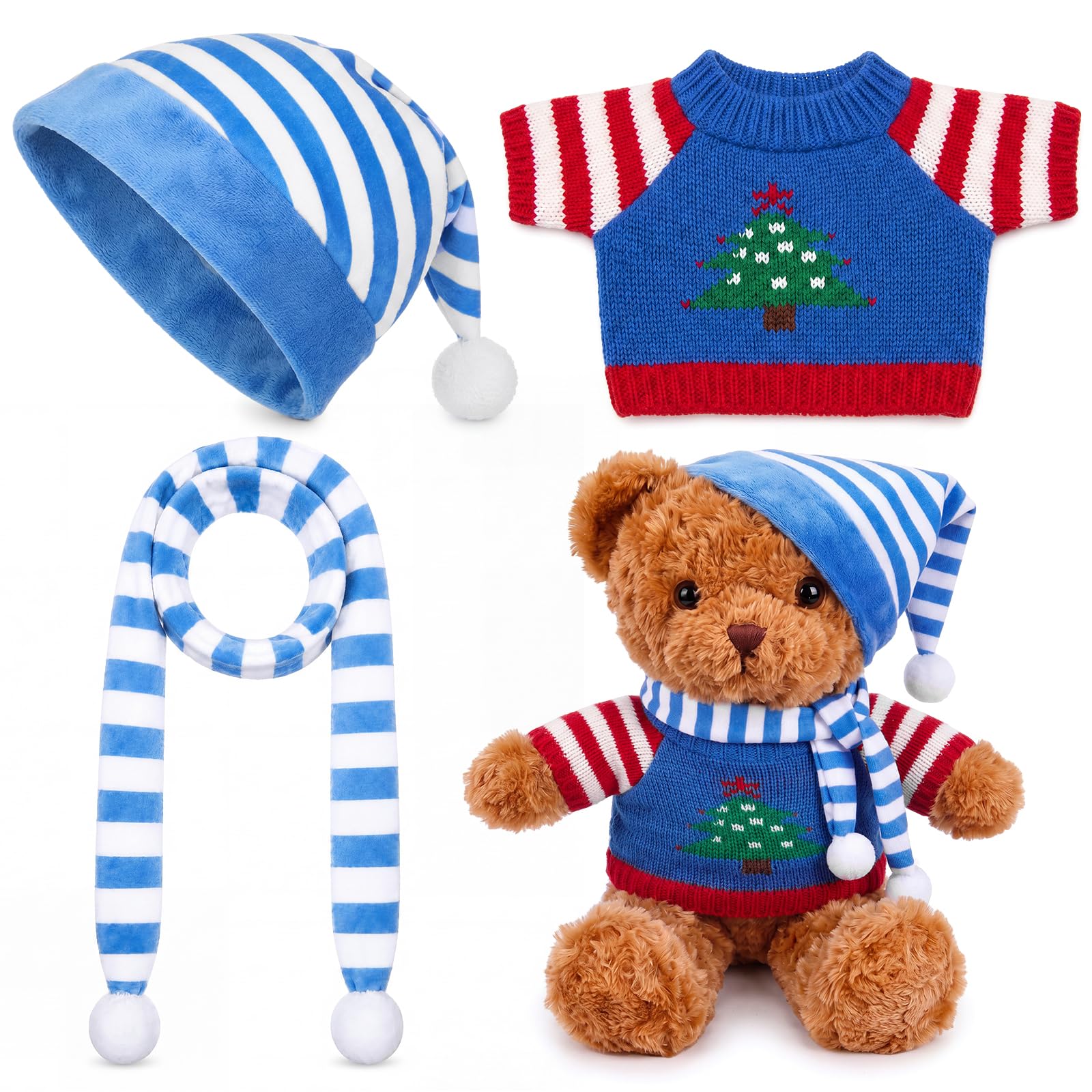 Shyyween 3 Pcs Christmas Bear Clothes for 12-16 Inch Bears,Christmas Tree