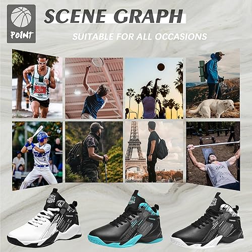 Miniatura 7 de CJSPORX Zapatos de baloncesto para hombre, transpirables, antideslizantes, zapatillas deportivas de moda