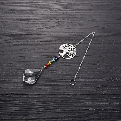 Miniatura 4 de Árbol de la vida atrapasoles cristales colgantes para ventanas, prismas de chakras, cuentas de jardín, atrapasadores de luz de arco iris, adorno