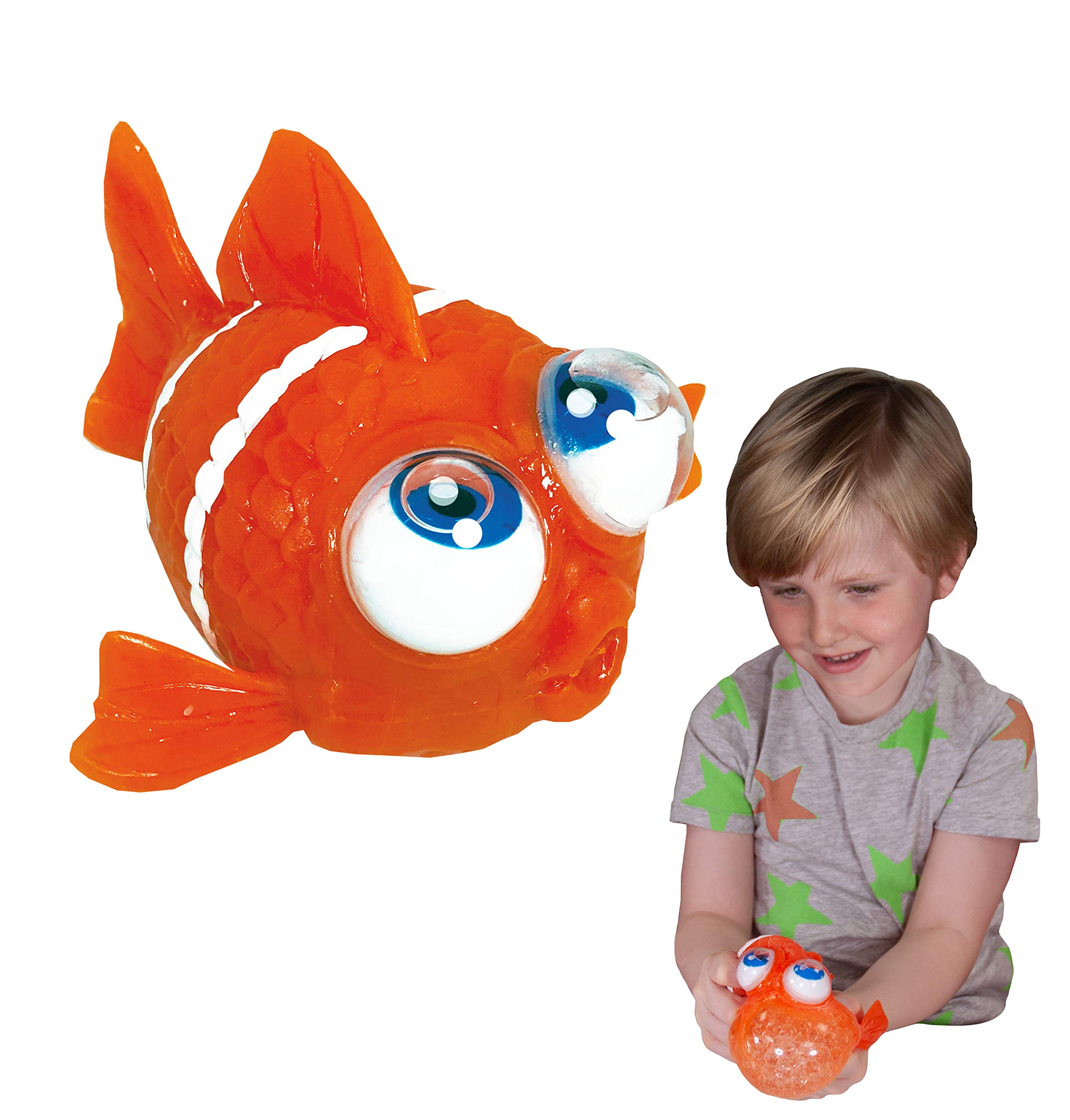 Clown Fish from Deluxebase. Large Animal Squishy Toy with Giant Wobbly Eyes. Clown fish anti stress fidget toy for kids and adults