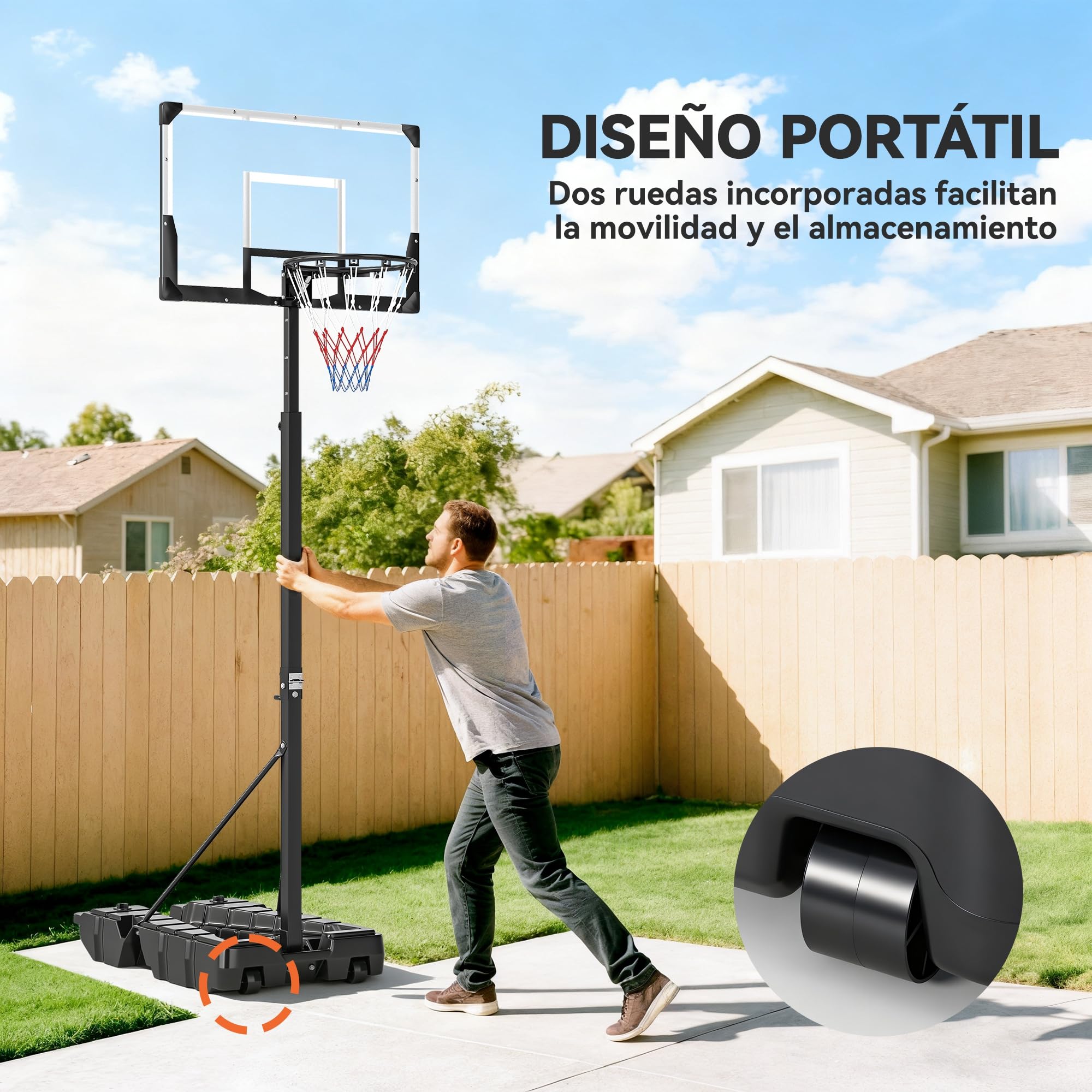 SPORTNOW Canasta de Baloncesto Exterior Altura Regulable 230-305 cm Portátil Marco Plegable