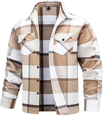 TACVASEN Men's Lumberjack Jacket Checked Padded Padded