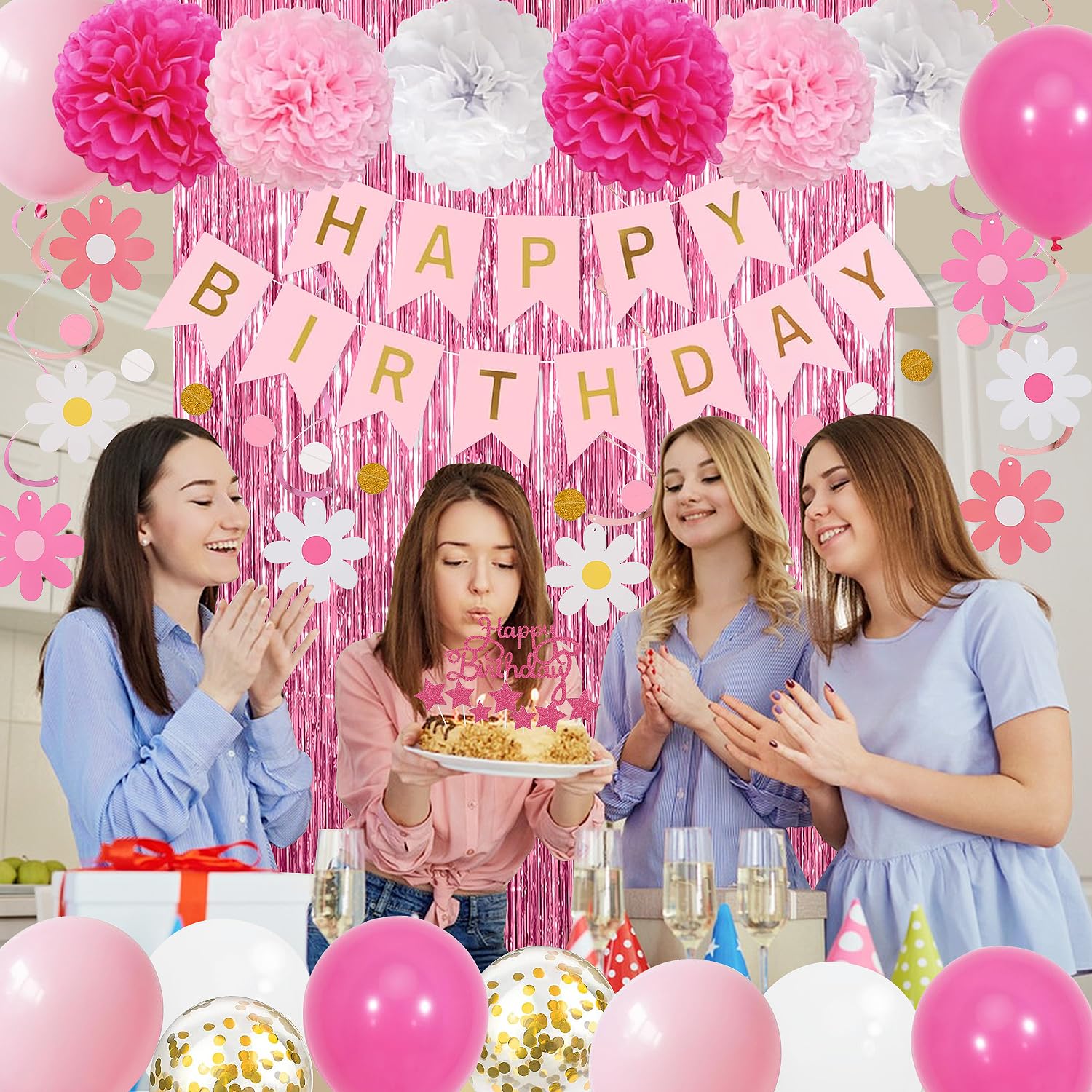 Pink Red Birthday Party Decorations Kit - FREE SHIPPING -4