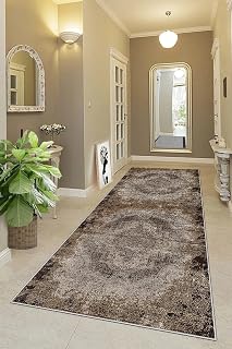 Pelangi Osmanlı Motifler Desenli Etnik Dijital Baskı Yıkanabilir Kaymaz Taban Eskitme Salon Halı ve Yolluk, Turuncu-Bej 80 x 150, 955568411801507