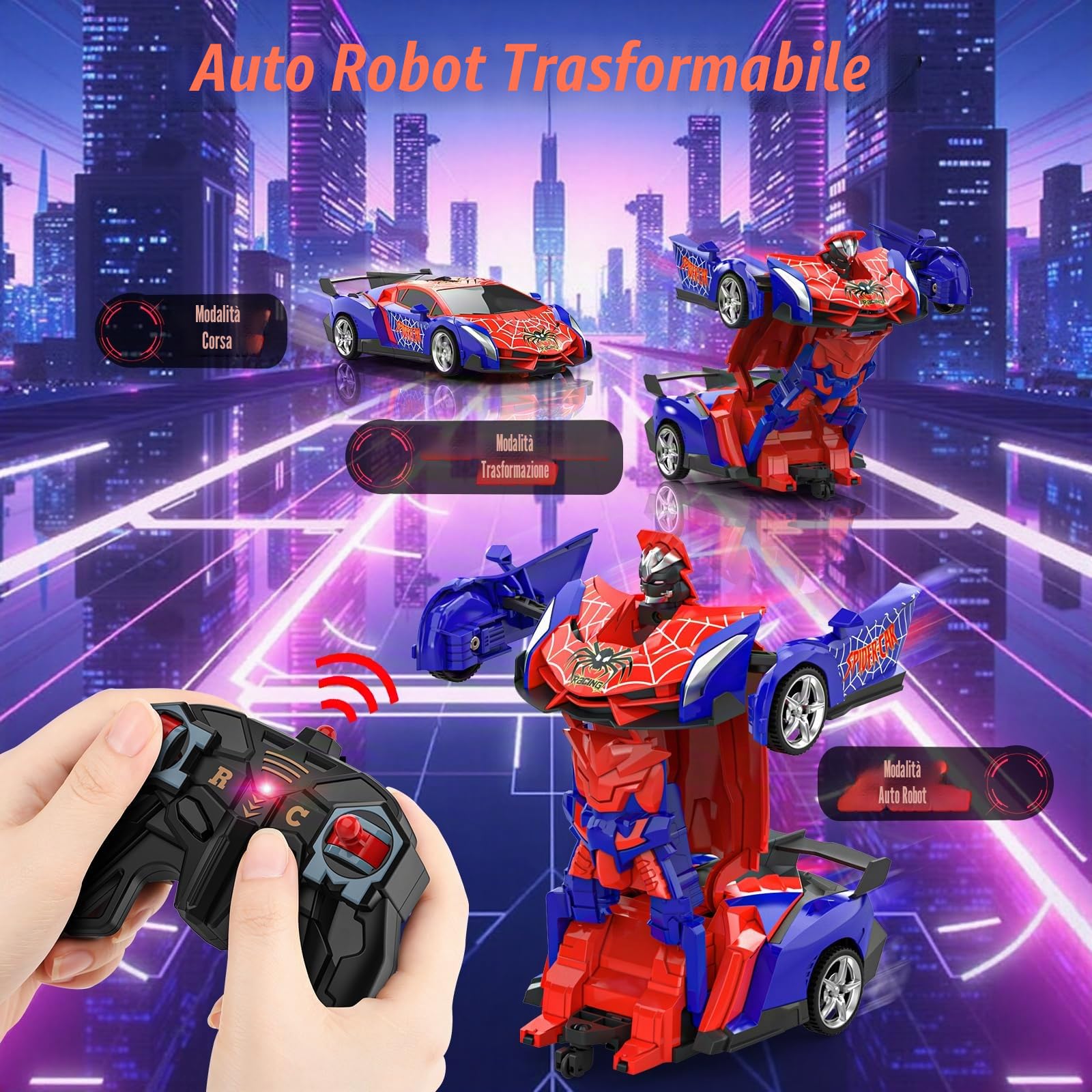 Mieryd Macchina Telecomandata Robot, Spider Auto Radiocomandata Trasformabile Giochi Bambini Bimbi 3 4 5 6 7 8 9 Anni, 1:18 Macchinina RC Car Elettrica Giocattolo Gioco Regalo Compleanno Natale