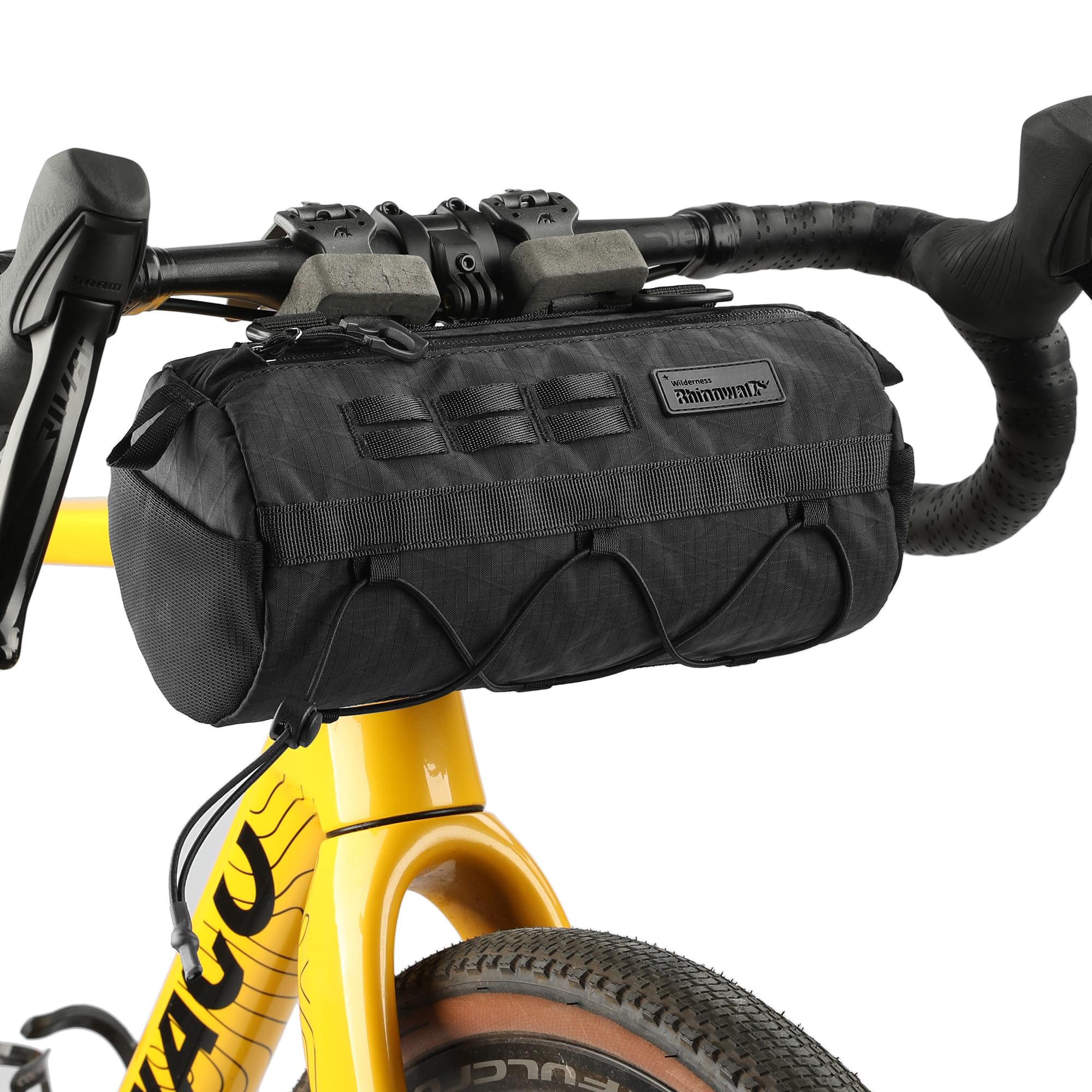 Rhinowalk Borsa per manubrio da bicicletta, 2,8 l, impermeabile, con struttura solida Eva, tracolla, per MTB, bici da corsa e bici da turismo (nero)