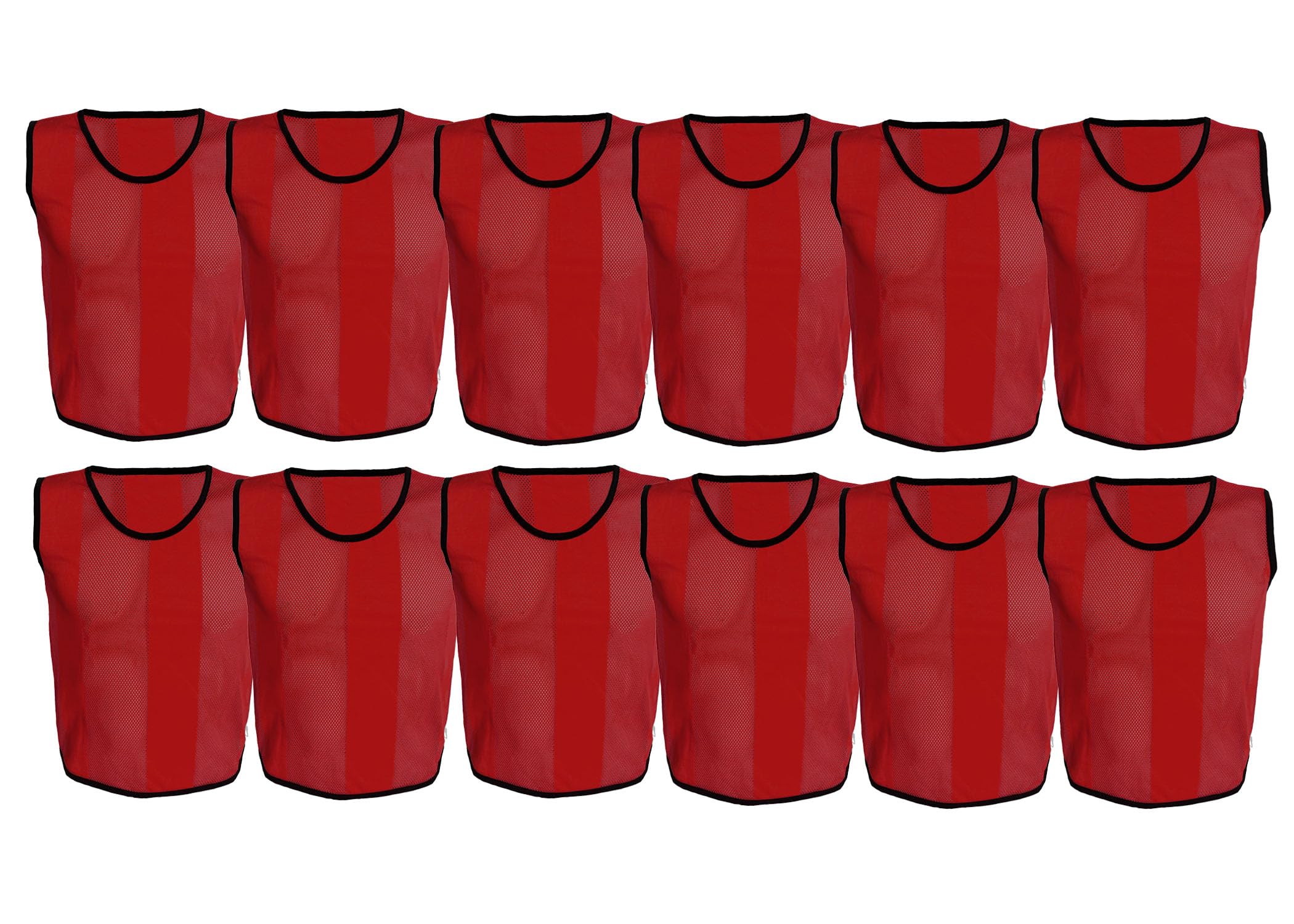 Arriba Sports 12 Pcs Pinnies Scrimmage Vests Team Practice Jersey for Juniors and Seniors (Red, Junior)