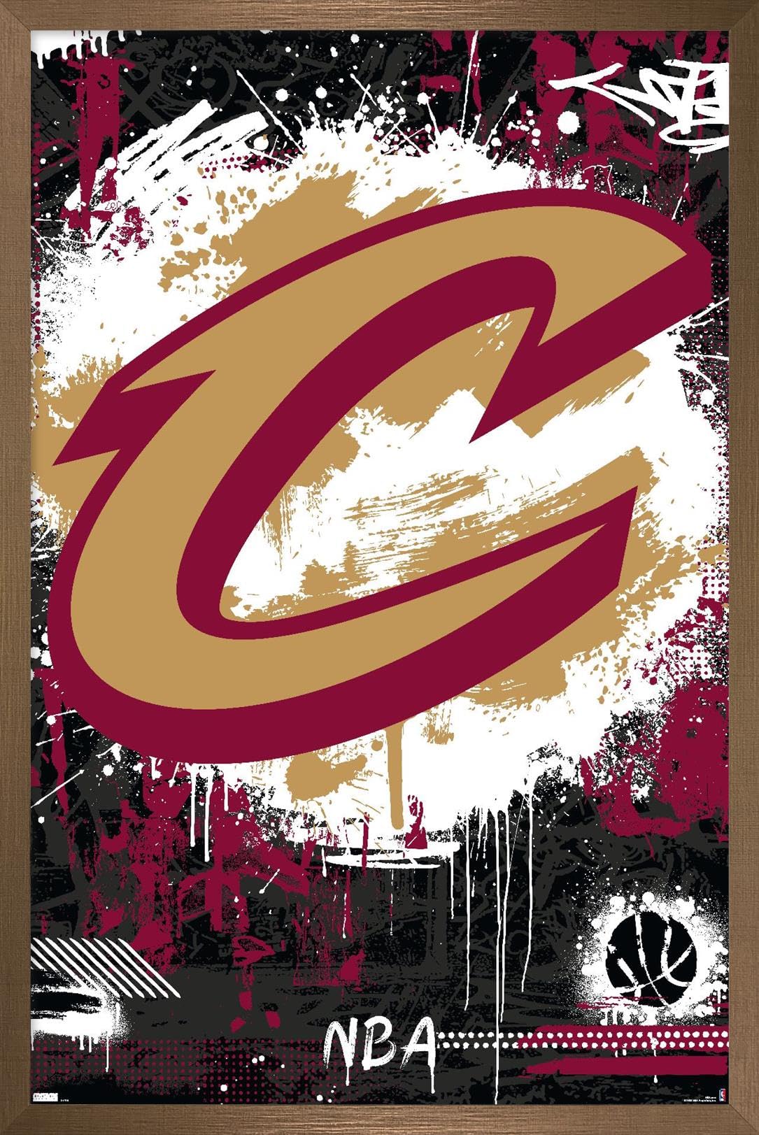 Trends International NBA Cleveland Cavaliers - Maximalist Logo 23 Wall Poster, 34L x 22.4W, Bronze Framed Version
