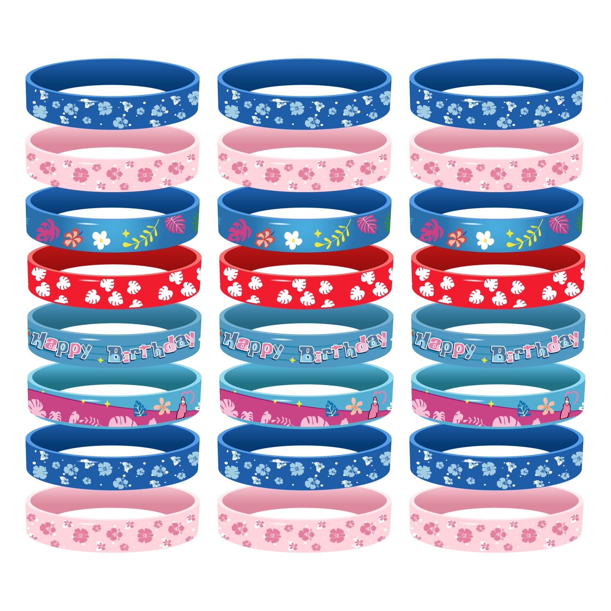 zjmriod 24 Pieces Hawaiian Party Favors,Cartoon Silicone Bracelets,Pinata Stuffers ,Birthday Decorations Gifts Supplies