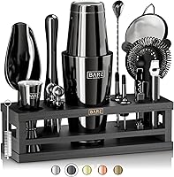 BareBarrel 16-Piece Mixology Bartender Kit: 28oz Boston Shaker, Bamboo Organizer, 35 Recipes | Home Bar Tools Gift Set