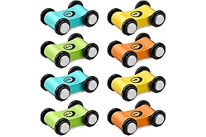 8 Pieces Colorful Wooden Mini Car and Car Ramp Toy for Toddlers