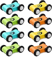 Sotiff 8-Pack Wooden Mini Race Cars for Toddlers - Colorful Track Ramp Toy Vehicles, Party Favors & Play Set
