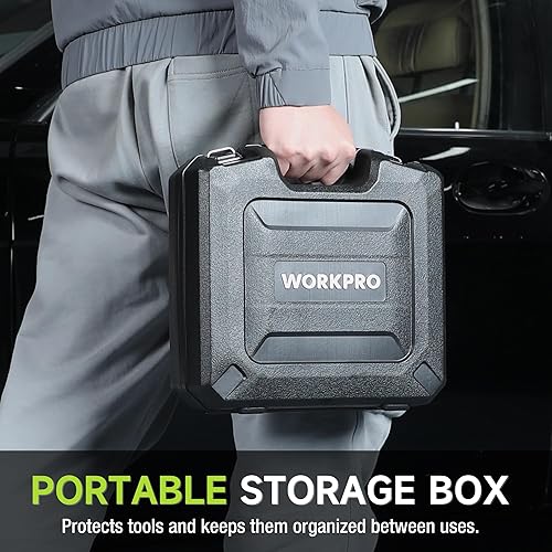 Miniatura 7 de WORKPRO Llave de impacto inalámbrica de 1/2 pulgada, pistola de impacto sin escobillas de 20 V, alto par de torsión de 370 pies (500 N.M),