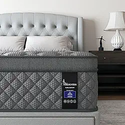 Colchão duplo híbrido, colchão médio de 25 cm, parte superior europeia para suporte das costas e lombar, cama de mola de bolso individual para isolamento de movimento e alívio de pressão