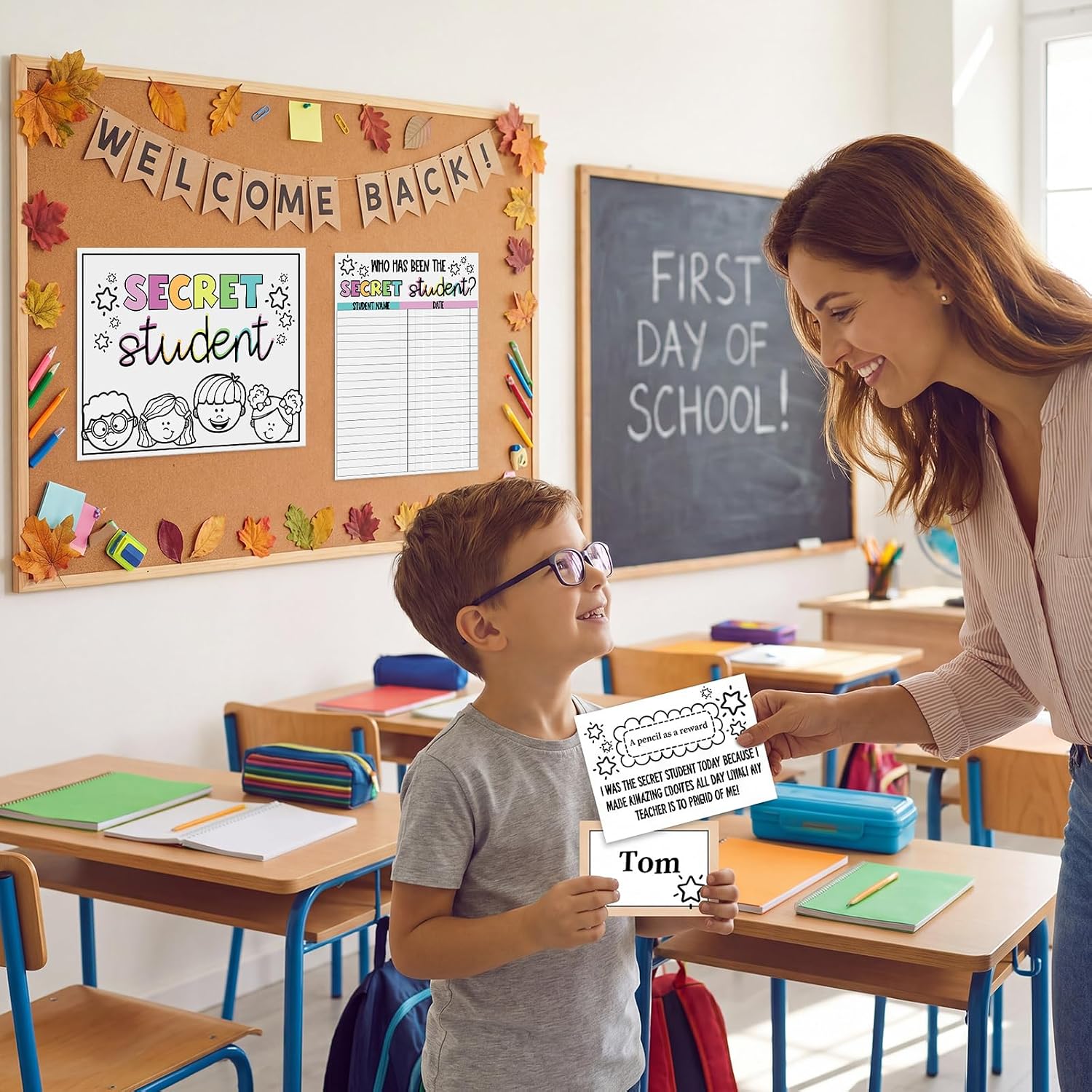 Eersida 98 Pcs Secret Student Classroom Management Kit, Include Behavior Chart Poster Name Tags Reward Slips and Tracking Sheet for Elementary Teachers, Positive Reinforcement Tool for Back to School image 4