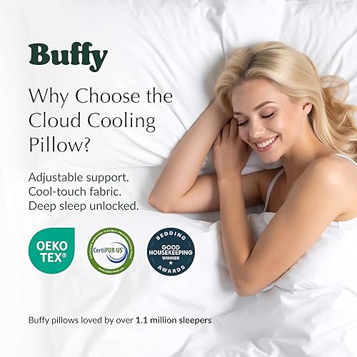 Miniatura 2 de Buffy Cloud Cooling Pillow - Almohada de espuma ajustable de 2 generación, hielo frío toda la noche, certificado CertiPUR-US, funda lavable, tamaños