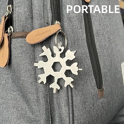 Miniatura 6 de Multiherramienta de copo de nieve 18 en 1 para hombres, regalos únicos para papá, marido, novio (plata + negro)