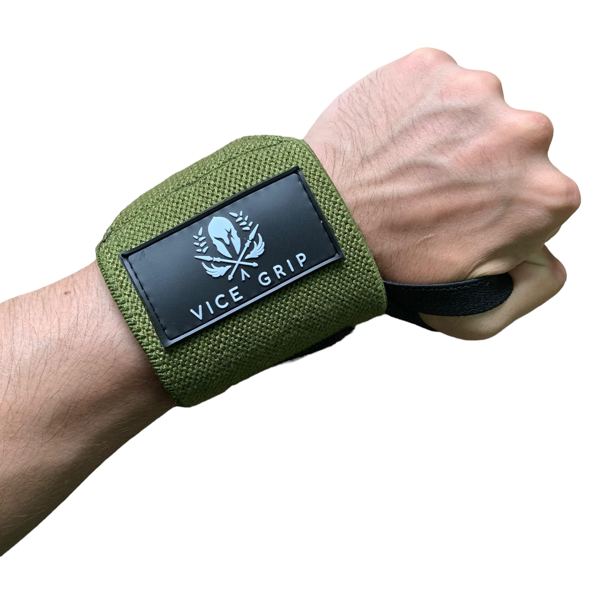 Vice Grip Professional Wrist Wraps for Powerlifting, Weightlifting & Bodybuilding - Heavy Duty Strength Training Wrist Support with Thumb Loop Best Quality Wrap for Enhanced Grip & Safety (Army Green)