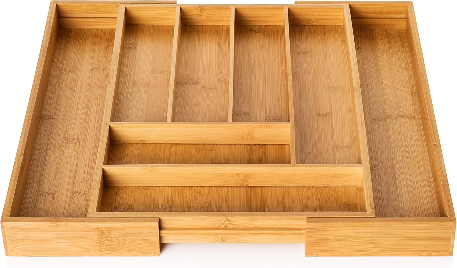 Bamboo Silverware Drawer Organizer - Expandable 100% Bamboo Cutlery Kitchen Drawer Organizer – Premium Wooden Utensil/Cutlery Tray for Kitchen Flatware Set– Eco-Friendly Silverware Organizer