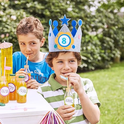 Miniatura 7 de Calcomanías 3D para niños y niñas, corona de tela, regalo de fiesta, decoración de cumpleaños, corona de 0 a 9 números reemplazables